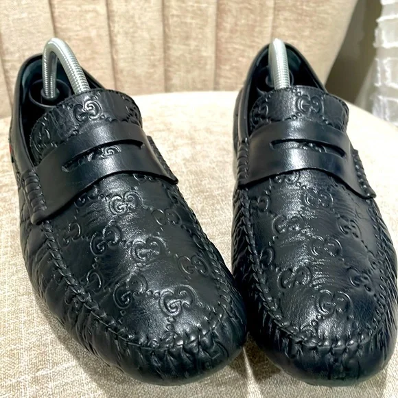 Gucci Guccissima San Marino loafers in black leather Gucci Pre-Loved Guccissima San Marino loafers for Men  main image 4